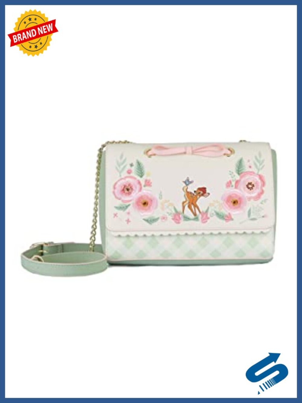 Disney Bambi Springtime Gingham Crossbody Bag Vegan Leather Shoulder Bag